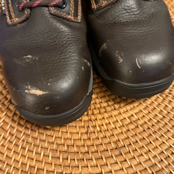 Wolverine Women's Brown Leather Boots with Pink Accents composite toe size 9 - Picture 3 of 11